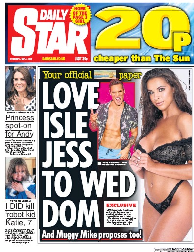 Daily Star Newspaper Front Page for 4 July 2017