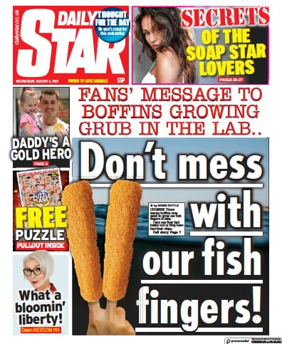 Daily Star (UK) Newspaper Front Page for 4 August 2021