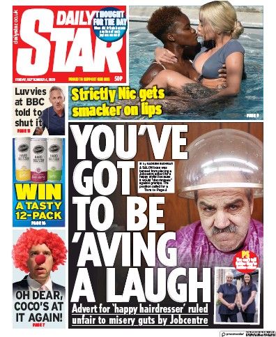 Daily Star Newspaper Front Page for 4 September 2020