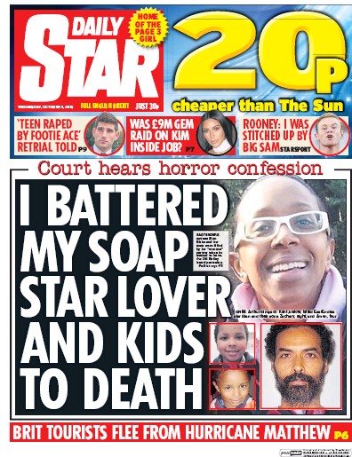 Daily Star Newspaper Front Page for 5 October 2016