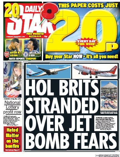 Daily Star Newspaper Front Page for 5 November 2015