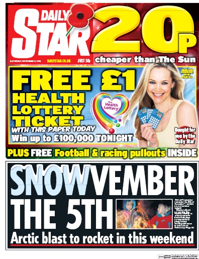 Daily Star Newspaper Front Page for 5 November 2016