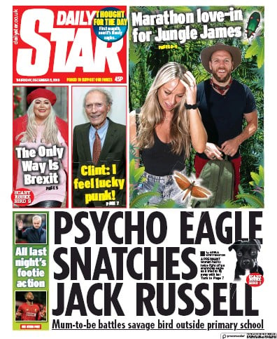 Daily Star (UK) Newspaper Front Page for 5 December 2019
