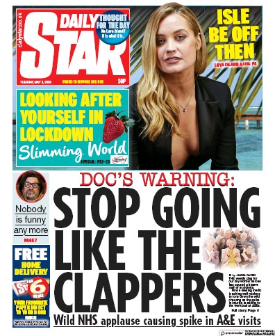 Daily Star (UK) Newspaper Front Page for 5 May 2020