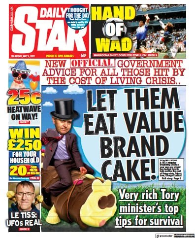 Daily Star (UK) Newspaper Front Page for 5 May 2022