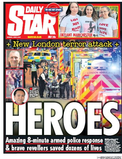 Daily Star (UK) Newspaper Front Page for 5 June 2017