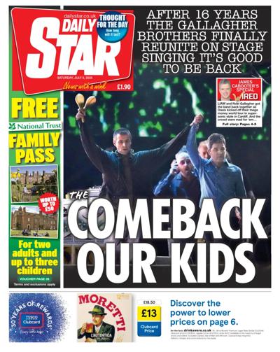 Daily Star (UK) Newspaper Front Page for 5 July 2025