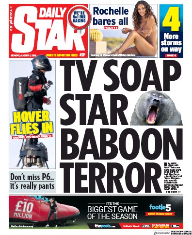 Daily Star Newspaper Front Page for 5 August 2019