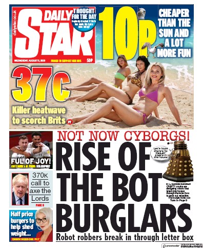Daily Star Newspaper Front Page for 5 August 2020