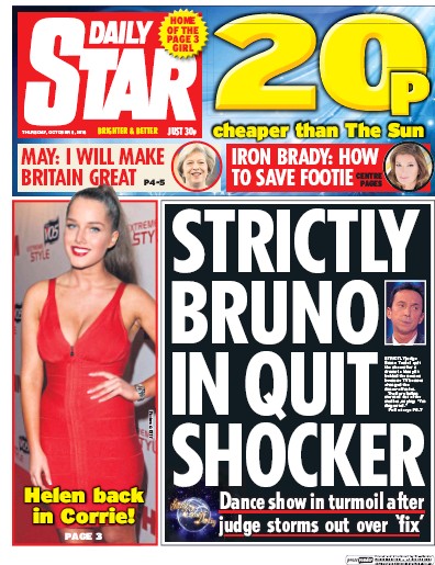 Daily Star Newspaper Front Page for 6 October 2016