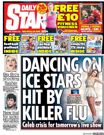 Daily Star (UK) Newspaper Front Page for 6 January 2018
