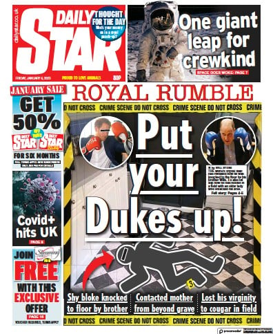 Daily Star (UK) Newspaper Front Page for 6 January 2023