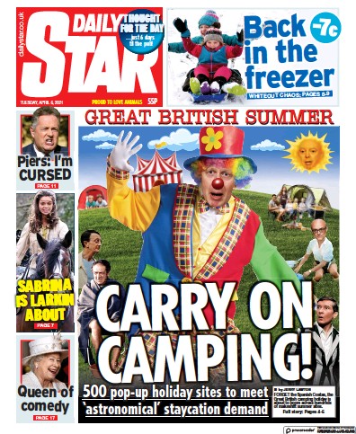 Daily Star (UK) Newspaper Front Page for 6 April 2021