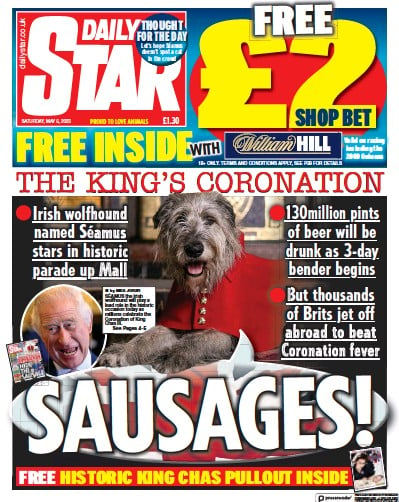Daily Star (UK) Newspaper Front Page for 6 May 2023