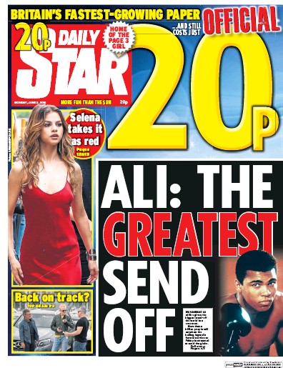 Daily Star (UK) Newspaper Front Page for 6 June 2016