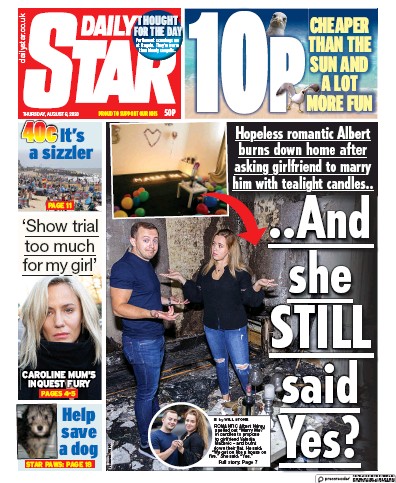 Daily Star Newspaper Front Page for 6 August 2020