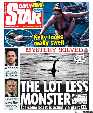 Daily Star (UK) Newspaper Front Page for 6 September 2019
