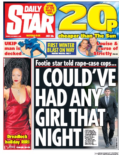 Daily Star Newspaper Front Page for 7 October 2016