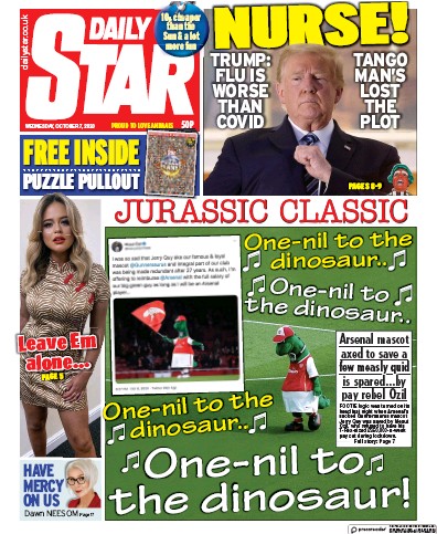 Daily Star Newspaper Front Page for 7 October 2020