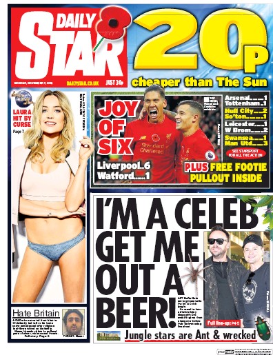 Daily Star Newspaper Front Page for 7 November 2016