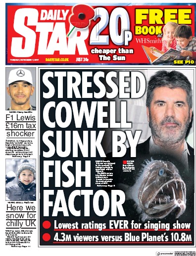Daily Star Newspaper Front Page for 7 November 2017