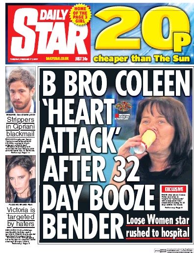Daily Star Newspaper Front Page for 7 February 2017