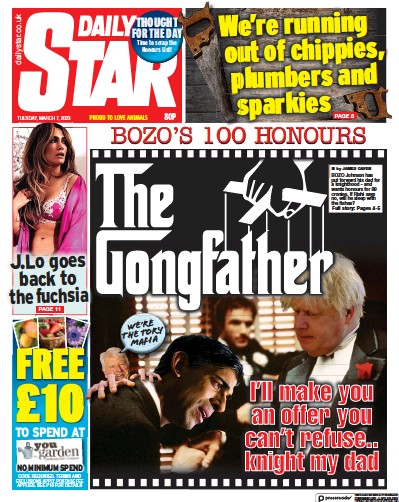 Daily Star (UK) Newspaper Front Page for 7 March 2023