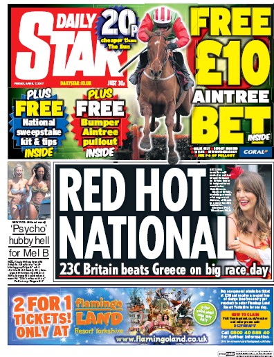 Daily Star (UK) Newspaper Front Page for 7 April 2017