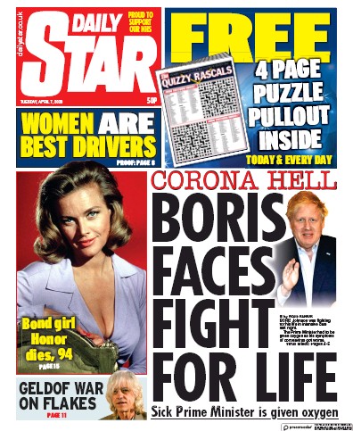 Daily Star Newspaper Front Page for 7 April 2020