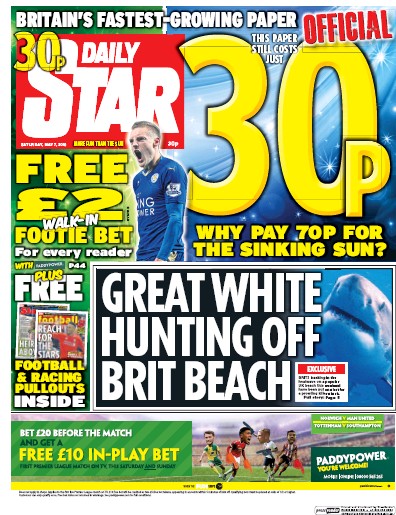 Daily Star Newspaper Front Page for 7 May 2016