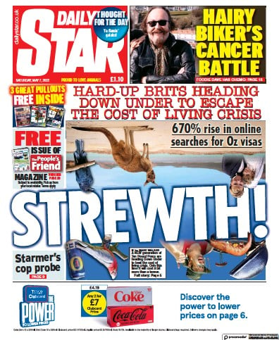 Daily Star (UK) Newspaper Front Page for 7 May 2022