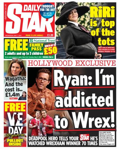 Daily Star (UK) Newspaper Front Page for 7 May 2025