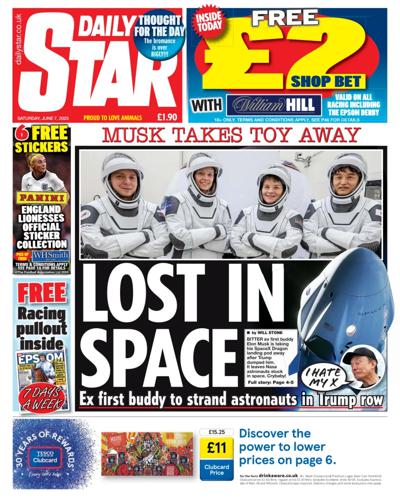 Daily Star (UK) Newspaper Front Page for 7 June 2025