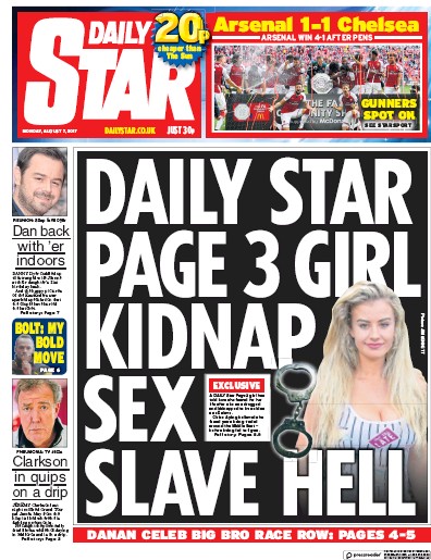 Daily Star Newspaper Front Page for 7 August 2017