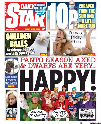 Daily Star Newspaper Front Page for 7 August 2020
