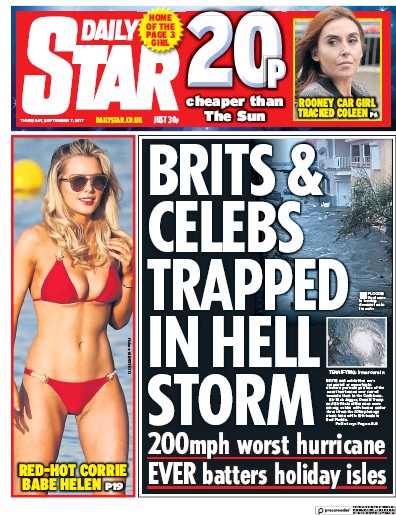 Daily Star Newspaper Front Page for 7 September 2017