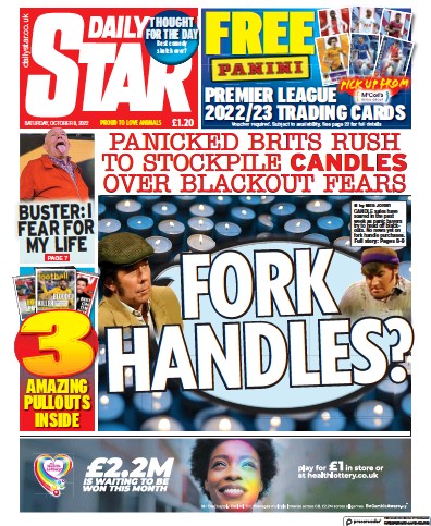 Daily Star (UK) Newspaper Front Page for 8 October 2022