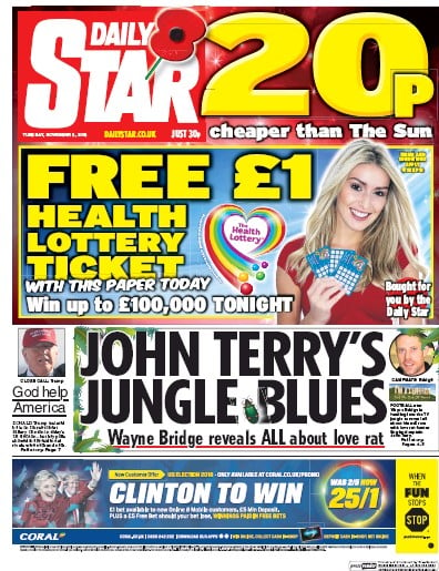 Daily Star Newspaper Front Page for 8 November 2016