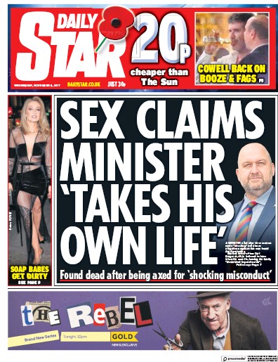 Daily Star Newspaper Front Page for 8 November 2017