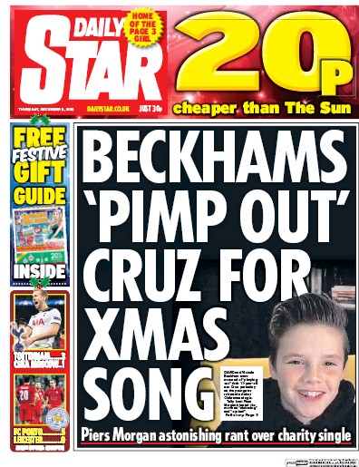 Daily Star Newspaper Front Page for 8 December 2016