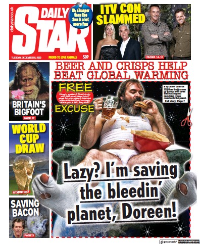 Daily Star (UK) Newspaper Front Page for 8 December 2020