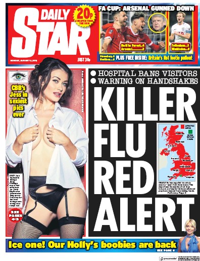 Daily Star Newspaper Front Page for 8 January 2018