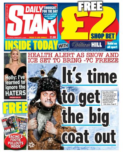 Daily Star (UK) Newspaper Front Page for 8 February 2025