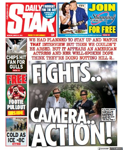 Daily Star (UK) Newspaper Front Page for 8 March 2021