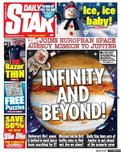 Daily Star (UK) Newspaper Front Page for 8 March 2023
