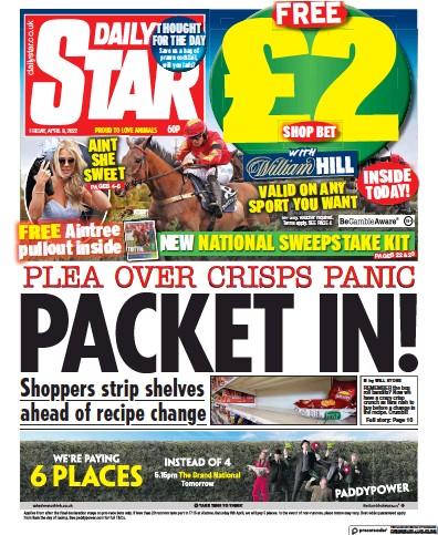 Daily Star Newspaper Front Page for 8 April 2022