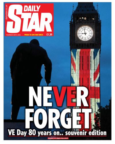 Daily Star (UK) Newspaper Front Page for 8 May 2025