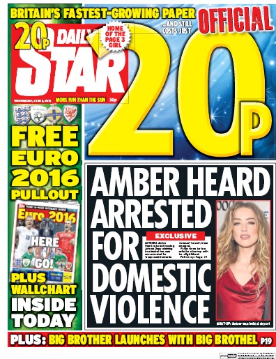 Daily Star Newspaper Front Page for 8 June 2016