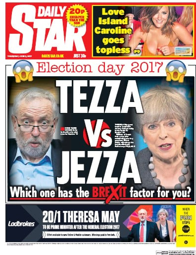 Daily Star Newspaper Front Page for 8 June 2017