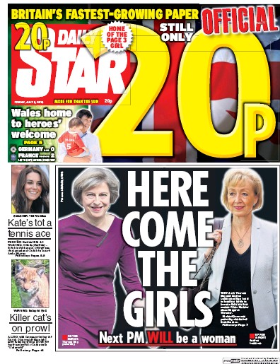Daily Star Newspaper Front Page for 8 July 2016